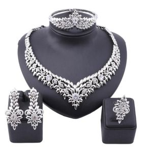 African Crystal Jewelry Set Fashion Indian Jewelry Sets Bridal Wedding Party Elegant Women Necklace Bracelet Earrings Ring7710533