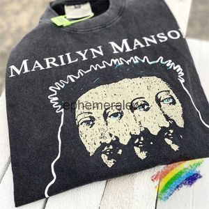Men's T-Shirts Marilyn Manson Rock Band T Shirt 1 1 Best Quality HIP HOP Vintage Oversized Loose Streetwear T-shirt Tee Topsephemeralew