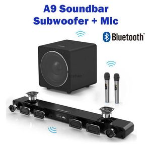 Bokhyllhögtalare A9 Bluetooth -högtalare 8 Röstenheter Surround Sound Integrated Home Theater TV Soundbar med 8 tum subwoofer och mikrofon