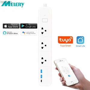 Plugue do cabo de alimentação US Wifi Smart Power Strip Extension Tomada Tipo-C Placa de carregamento USB Tuya App Controle remoto funciona com Google Alexa Home YQ240117