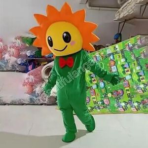 Halloween Lovely Sunflower Mascot Costume Högkvalitativ anpassning av tecknad plysch tand anime temakaraktär vuxen storlek jul karneval fancy klänning