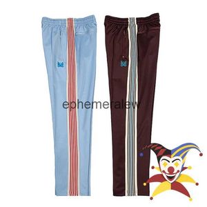 Men's Pants Needles Track Pants Men Women Best Quality Poly Smooth Needles Pants Butterfly Knitted Stripe Trousersephemeralew