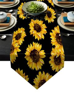 Bordduk Solros Plant Natural Yellow Runner Flag Home Party Decorative TablecoLoth Runners