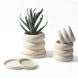 Vasi Accessori per la decorazione della casa Vaso di fiori in ceramica Piante Vaso succulento Display da tavolo Fioriera circolare in vaso