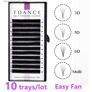 Fałszywe rzęsy Tdance 10-Tray/Lot Szybcy wentylator samodzielny Bloom Fałszowe przedłużenie rzęs A Impustic Kwitning Volume Lashs 8d 10d Makeup Easy Fan Q240117