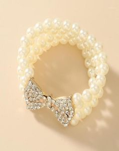 Novo barroco multicamadas imitação de pérola pulseira de metal ouro arco strass charme pulseiras para mulheres festa jóias accessories12170235