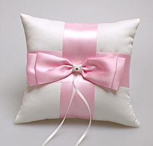 Ring Pillow Wedding Ceremony 2019 Pink Ivory Ring Bearer Pillow with Big Bow 19cm19cm Wedding Ring Pillow1114974