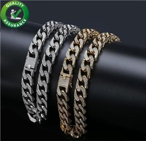 Biżuteria biżuteria łańcuch męski luksusowe designerskie naszyjniki Miami Cuban Link złoto lodowane łańcuchy bling diamentowy raper dj moda p styl charms5751002