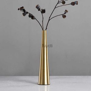 Vasos estilo moderno vaso de metal dourado simples mobiliário de mesa decoração para casa acessórios ornamentos artesanato vaso yq240117