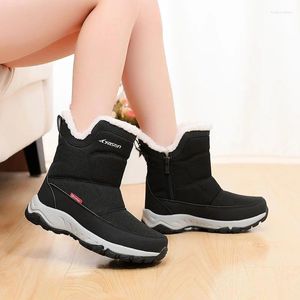 Stiefel 2024 Winter Schnee Damenschuhe Schwarz Ankle Boot Dicke Plüsch Warme Wasserdichte Für Frauen Plus Größe