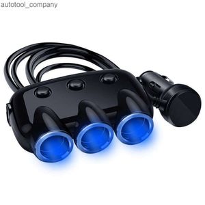 NY YANTU 12V/24V 120W Black Auto Car USB Car Cigarettändare Adapter Socket Splitter Converter 5V 3.1A Billaddare med Blue LED