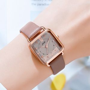 Women's vintage square Premium sense large dial belt waterproof quartz watch