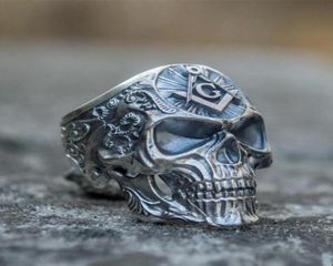 Cluster Rings Knights Templar Masonic Skull Mens Mason rostfritt stål Biker Ring Masonry Punk Jewelry Gift for Men1820324