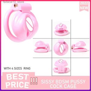 Outros itens de beleza para saúde Pink Pussy Feminino Chastity Cage Clitóris Shape Bondage com 4 Lock Ring Dispositivos Gay Vagina Feminino Produtos Adultos Q240117