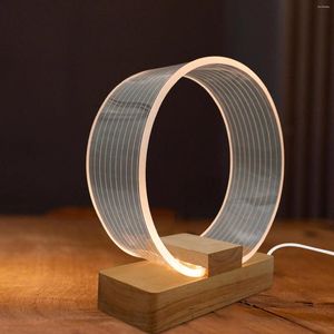 Luci notturne Atmosfera acrilica Arti luminose Base in legno Regalo di compleanno Comodino