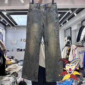 Jeans da uomo lavati vintage jeans gialli invecchiati pantaloni uomo donna pantaloni per il tempo liberoyolq