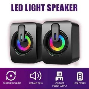 Bookshelf Speakers USB Powered Speaker Portable MiniSubwoofer With RGB Lights Volume Control 3.5mm AUX-in HiFi Stereo Sound Desk Audio System