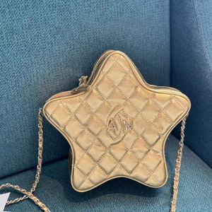 Fashion Star-Handtasche, Lammfell-Clutch, Designer-Tasche, Luxusmarke, goldfarbene Metallkette, Umhängetasche, klassische Leder-Star-Tasche, Damenmode-Partytasche