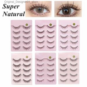 Falsche Wimpern, 5 Paar, künstliche Wimpern, super natürliche Wimpern, künstliche Wimpern, 3D-Fälschungswimpern, Verlängerung, weiches Band, viele lange, dicke, wiederverwendbar für Make-up, Q240117