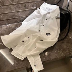 2024 Huven Summer New Shirt Designer Blus Fashion All-Match Ice Silk Cotton Shirts Rhinestone Letters Långärmad skjorta Kvinnor Casual Shirts Coat