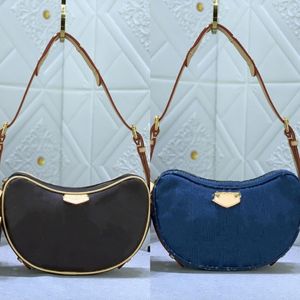 Designer Handbag Womens Shoulder Crossbody Bags Classics Vintage Genuine Leather Underarm Half Moon Purse Denim Fabric Round Zipper Pea Buns Wallet