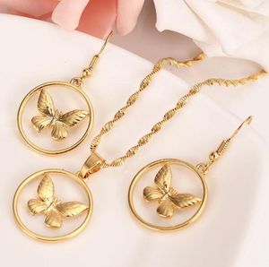 PNG Circle Frame Butterfly Pendant Necklaces Jewelry for WomenPapua New Guinea 14k Solid Gold Filled Jewellery National Itmes7484382