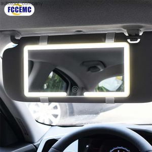 Nuovo specchio HD per auto LEDSpecchio per il trucco Regolazione a tre marce Piastra visiera parasole Specchietto retrovisore interno Touchscreen dimmerabile Specchio cosmetico automatico