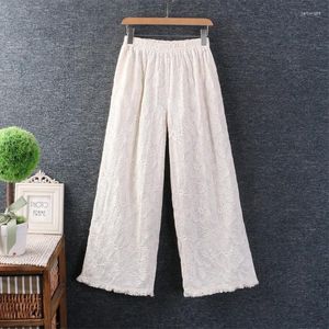 Women's Pants Spring Summer Japan Style Mori Girl Sweet Embroidery Cotton And Linen Loose Wide Leg Women