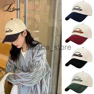 Ball Caps Vintage Letter Embroidered Corduroy Baseball Cap Candy Color Warm Winter Hats For Men Women Fresh Hip Hop Face Caps Bone Gorras J240117