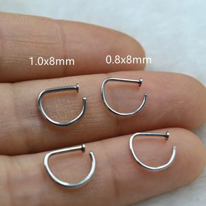 50st/Lot Steel Punk Open D Rings Nos Hoop Ring Nose Septum Ring Earring 18g 20g Body Piercing 240117