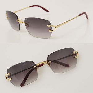 Luxury gafas de sol Metal Rimless Fashion Sunglasses Male Driving Glasses C Decoration High Quality Designer 18K Gold Frame UV400 Sun Glasses Woman Size 58-21-140mm