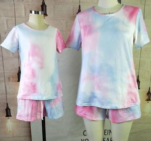 2021 nova mãe e filha roupas combinando primavera e verão ternos de lazer esportivos moda manga curta 2 peças conjuntos pijamas 8553144