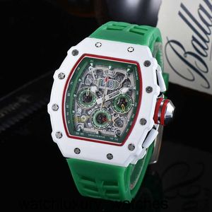 Watches Richardmill Watch Designer Mens Top Quality Candy Rubber Strap Small Dial Work All Functional Chronograph Quartz Movement Watch Waterproof Montre De Lu