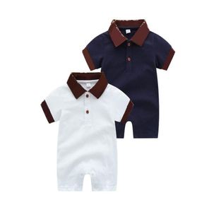 New Arrivals Fashion Boys Girls Brand Rompers Infant Summer Short Sleeve Jumpsuits Kids Cotton TurnDown Collar Onesies7194083