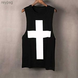 Women's Leather Faux Leather Men summer fashion punk rock hip hop tank top bodybuilding sleeveless shirt women cross printed casual vest street clothing YQ240116