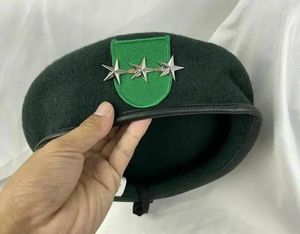 Berretti Us Army 9° Gruppo Forze Speciali Berretto Verde Nerastro 3 Stelle Cappello da Tenente Generale Rievocazione Militare