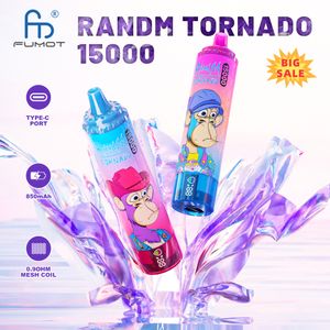 Original RandM tornado 15000 puffs Disposable vape E-cigarettes 22ml Vape 0/2/3/5% battery and oil indicator Rechargeable 41 Flavors Available