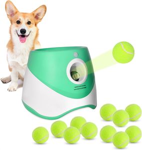 Lançador de bola para cães Lançador automático de bola para cães com 12 tênis Bola de 2 polegadas Brinquedos interativos para cães Bola para animais de estimação Configurações de distância ajustável Máquina de lançador para cães pequenos