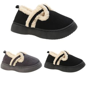 scarpe casual da donna slip on in pelliccia di cotone kaki grigio nero bianco scarpe di peluche suole da donna moda outdoor classiche sneakers morbide invernali