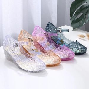 Sandaler High Heel Crystal Shoes Women's Wedge Jelly Breattable Slip-On