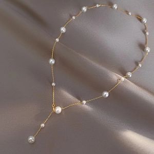 XF800 Solid 18K Gold Natural Pearl Necklace Au750 Fine Jewelry Chocker Round Aniversary Gift For Women White X536 240117