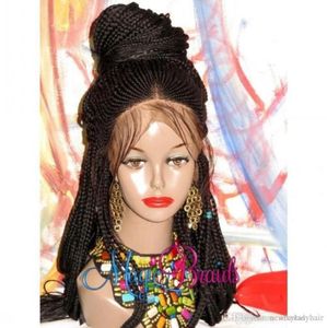 Fully handtied braids cornrow wig blackbrownblonde color braided box braids Lace Front Wig with baby hair for America Africa wom4460505