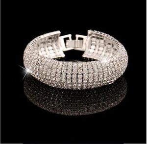 Neue Ankunft Luxus Strass Stretch Armreif Hochzeit Armbänder Brautschmuck Günstige Kristalle Armband Für Braut Abend Prom Part3858647