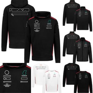 2023 F1 Hoodie Formel 1 Officiell svart hoodie -tröjor Ny säsong Team Uniform Racing Clothing Samma män Löst huva svett