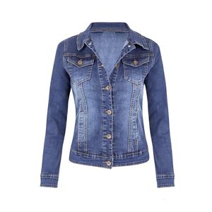 Plus Size Short Denim Jacket Autumn Wash Long Sleeve Vintage Casual Jean Bomber Coat Ladies Jacket Ytterkläder 240116