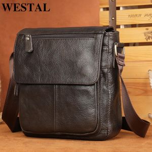 Westal Men axelväska högkvalitativ manlig kohud läder crossbody väskor kapacitet messenger tote för 819a 240117