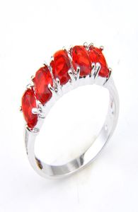 النساء خاتم المجوهرات Lucky 925 Sterling Silver Placed Oval Red Garnet Gems Lady Engagemen Rings Gdedder Jewelry R1139765