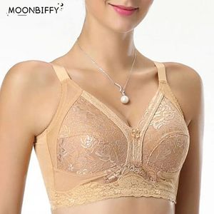 Lingerie feminina sexy sutiã sem fio tamanho grande sutiã elegante bordado bh roupa interior topos a b c d e f cup 240116