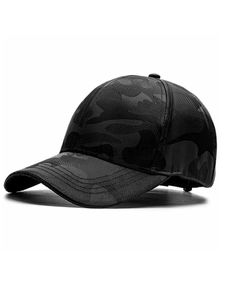 Top Caps Siyah Kamuflaj Hardtop Büyük Kafa Artı Boy Beyzbol Şapkası Erkekler Kore Moda Hafif Nefes Alabilir Güneş Kap 55-60cm 60-65cm J240117