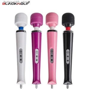 Andra hälsoskönhetsartiklar Blackwolf Nya 10 hastigheter Magic Wand Massager Big Magic Wand Massage Stick AV Vibratorer Sexig klitor för kvinnor Europeiska pluggen Q240117